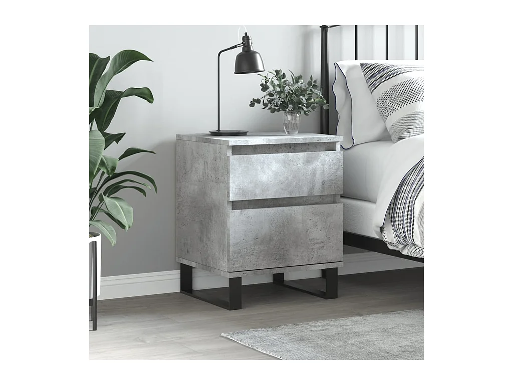 Table de chevet gris béton 40x35x50 cm bois d'ingénierie QPD58165
