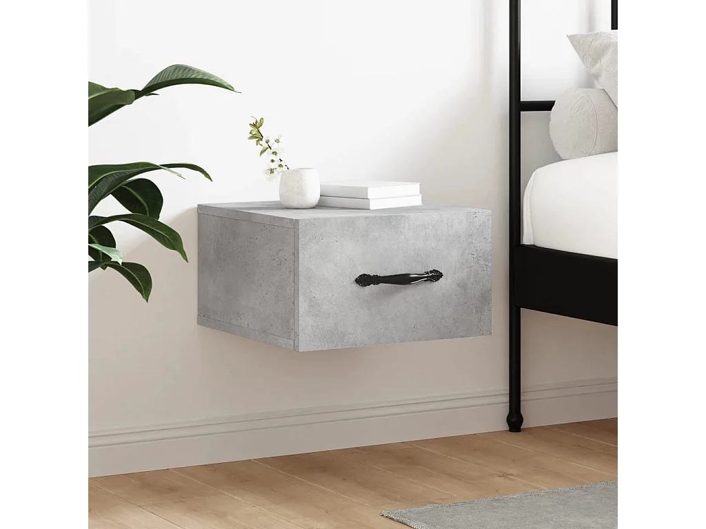 Table de chevet murale gris béton 35x35x20 cm QPD19131