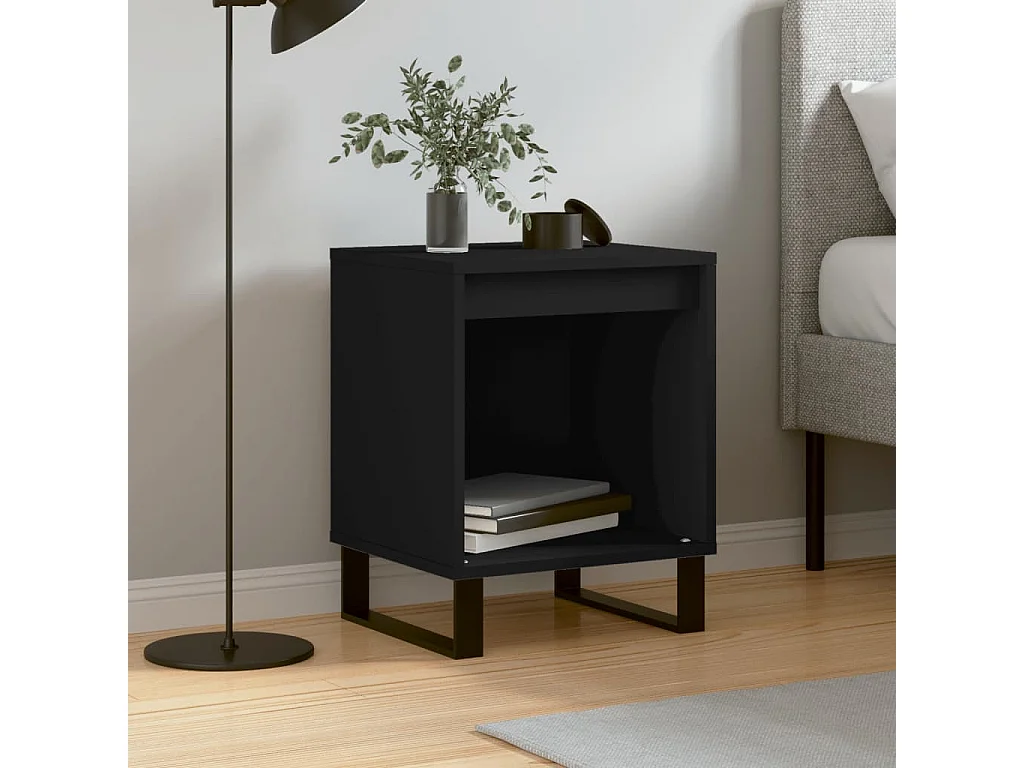 Nachtkastje 40x35x50 cm bewerkt hout zwart NL55053