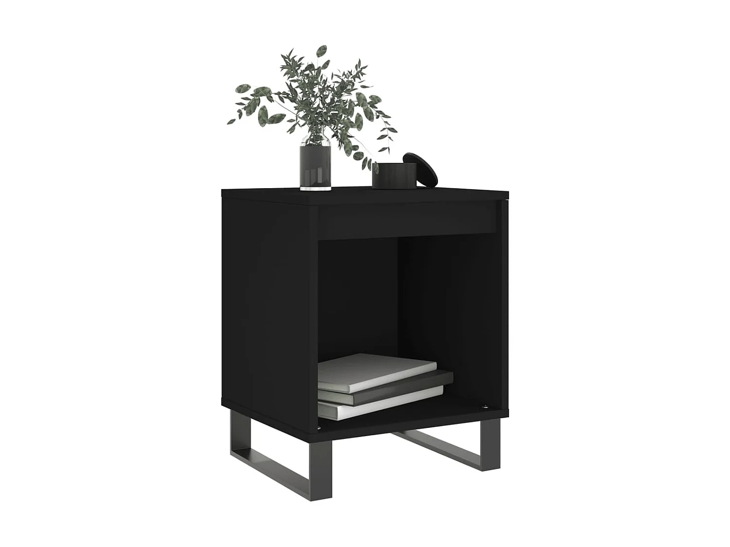 Nachtkastje 40x35x50 cm bewerkt hout zwart NL55053