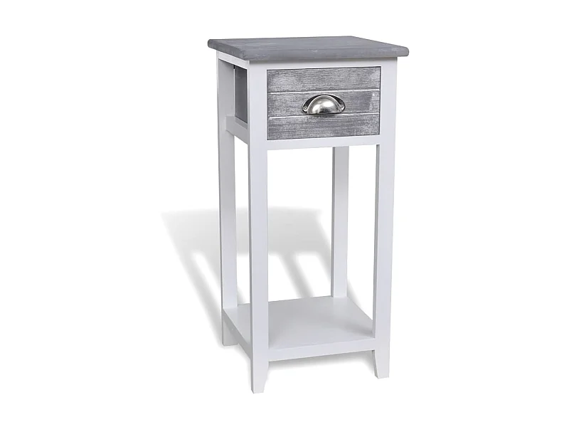 Mesita de noche con 1 cajón gris y blanca ES68646