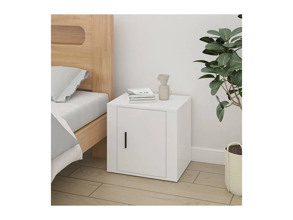 Table de chevet Blanc brillant 50x39x47 cm KEFWE74685