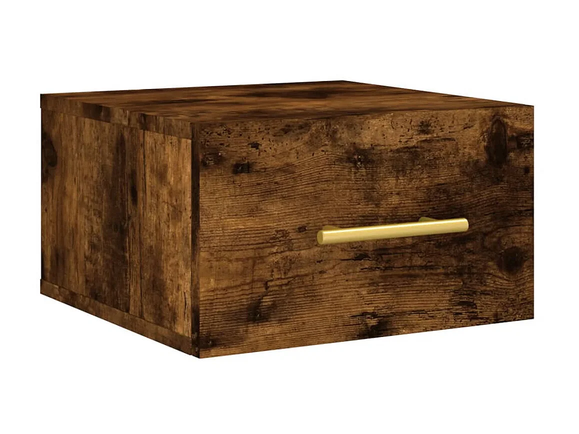 Table de chevet murale chêne fumé 35x35x20 cm QPD96290