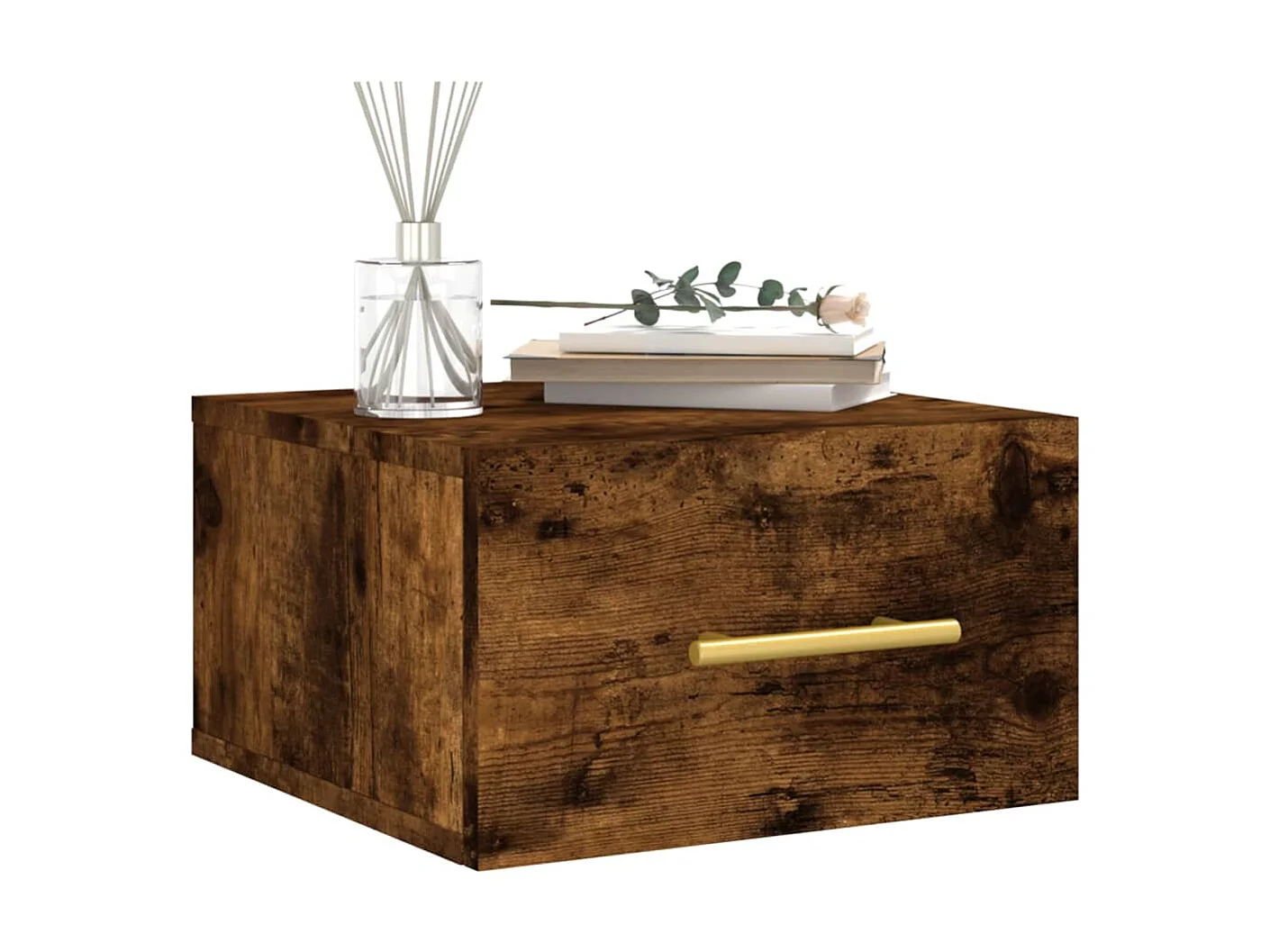 Table de chevet murale chêne fumé 35x35x20 cm QPD96290