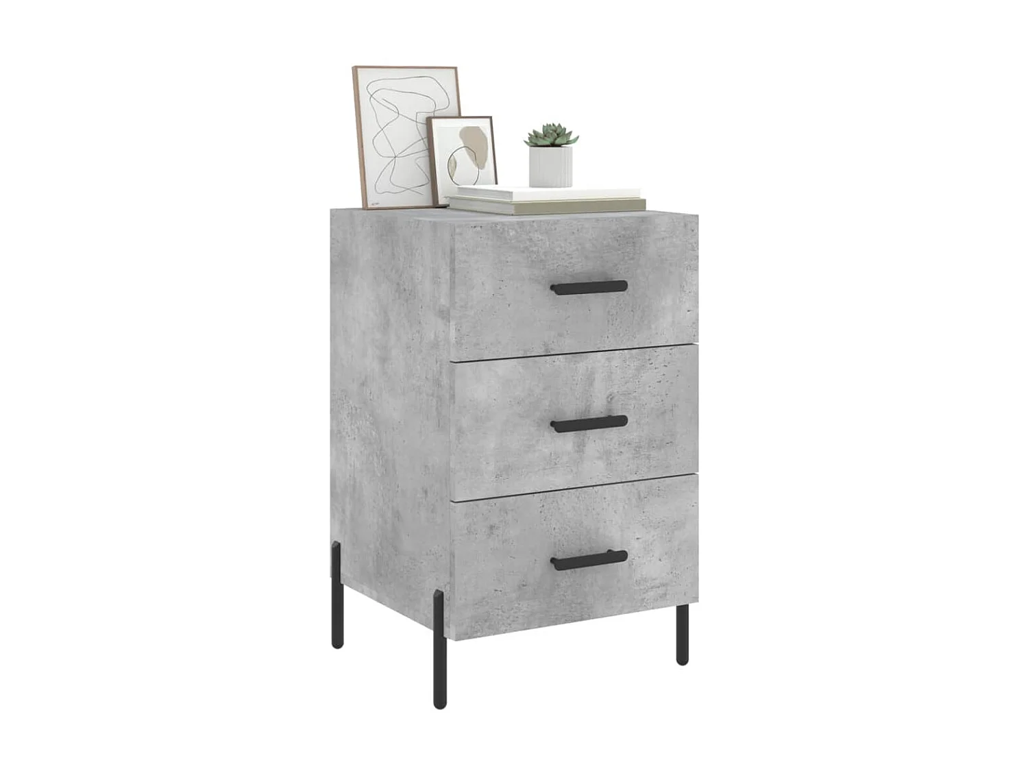 Table de chevet gris béton 40x40x66 cm bois d'ingénierie QPD23161