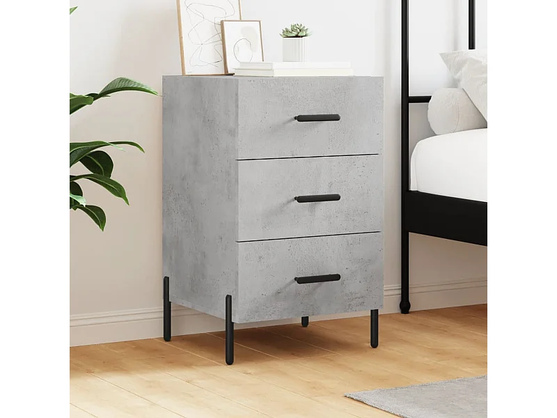 Table de chevet gris béton 40x40x66 cm bois d'ingénierie QPD23161