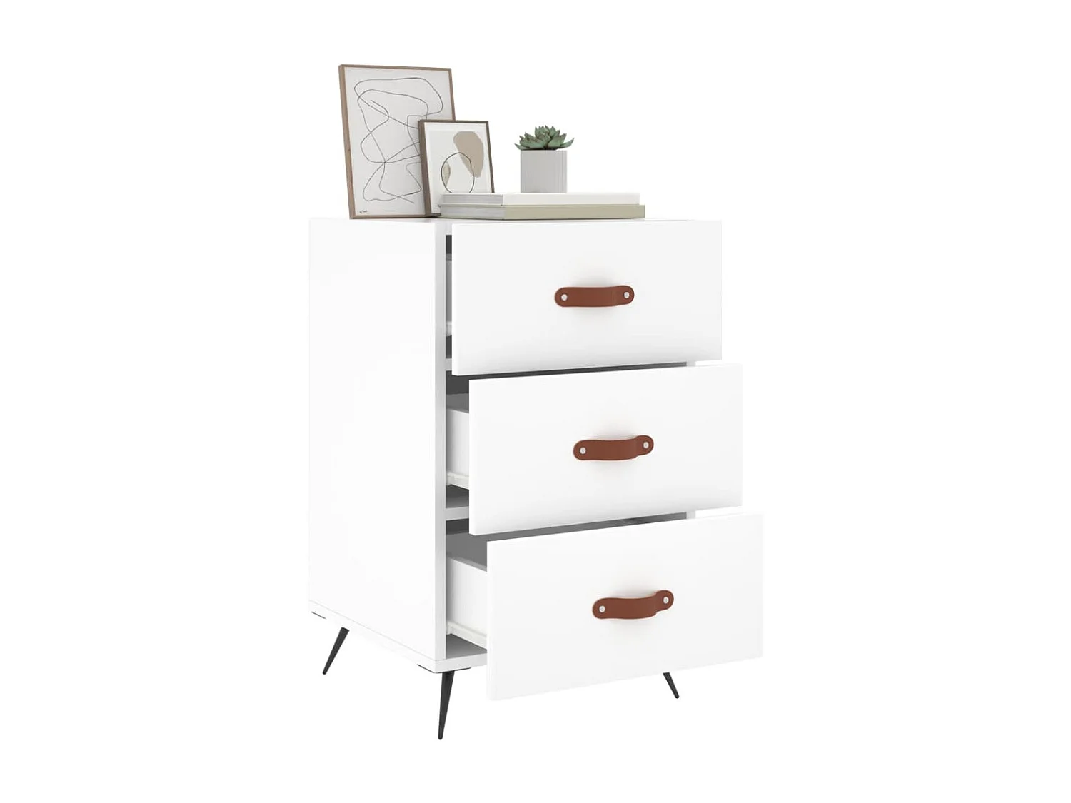 Table de chevet blanc 40x40x66 cm bois d'ingénierie QPD88025