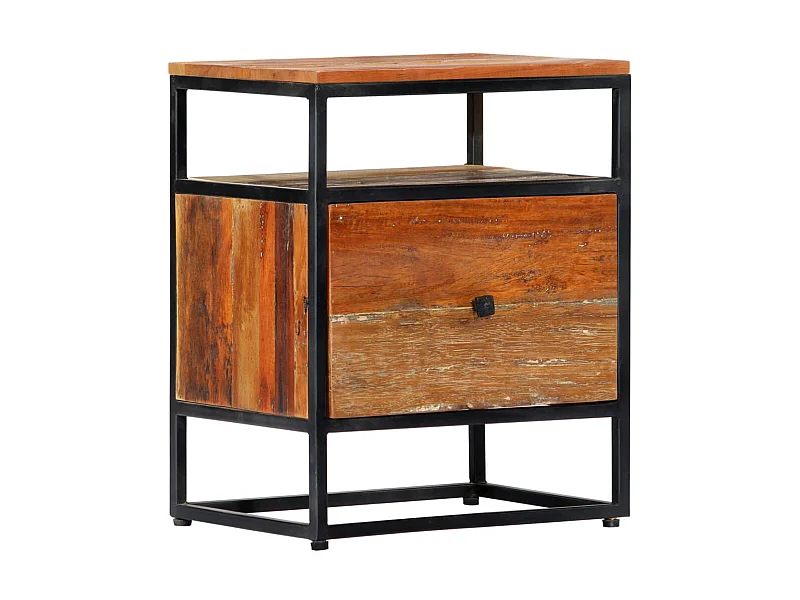 Table de chevet 40 x 30 x 50 cm Bois de récupération et acier KEFWE74729