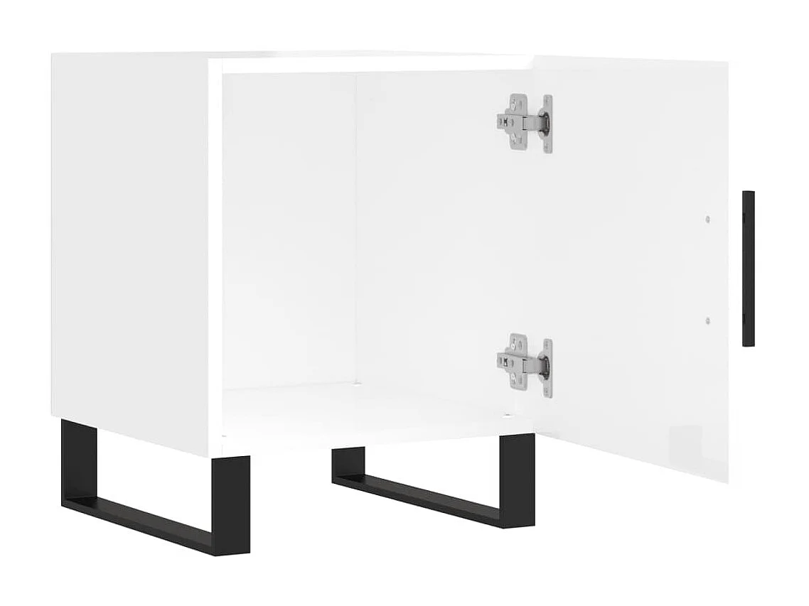 Table de chevet blanc brillant 40x40x50 cm bois d'ingénierie QPD70521