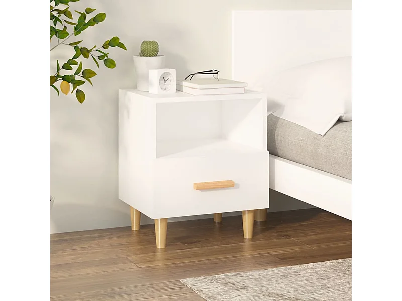 Table de chevet Blanc 40x35x47 cm OCN43729