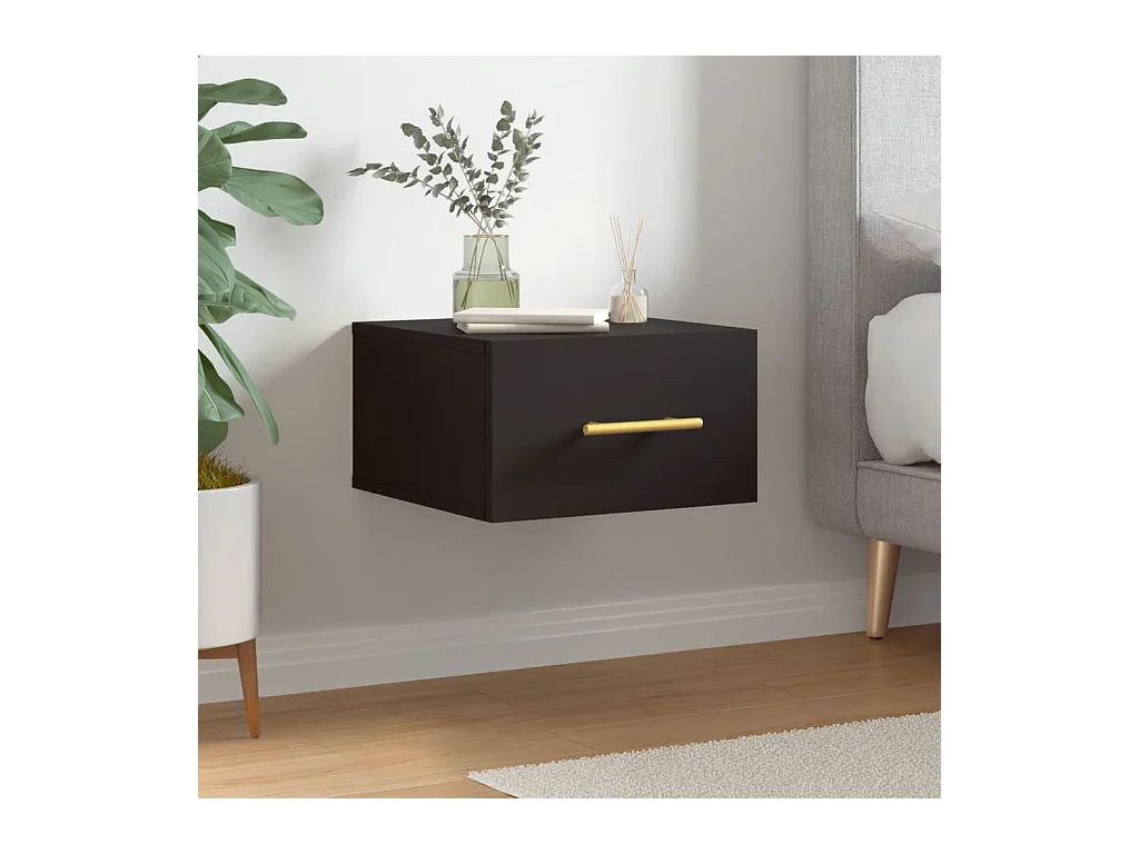 Table de chevet murale noir 35x35x20 cm QPD59970