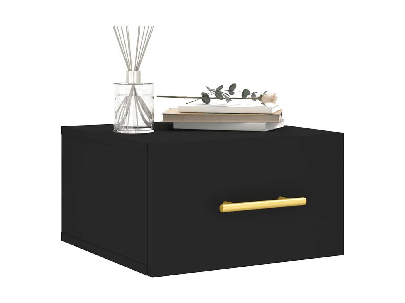 Table de chevet murale noir 35x35x20 cm QPD59970