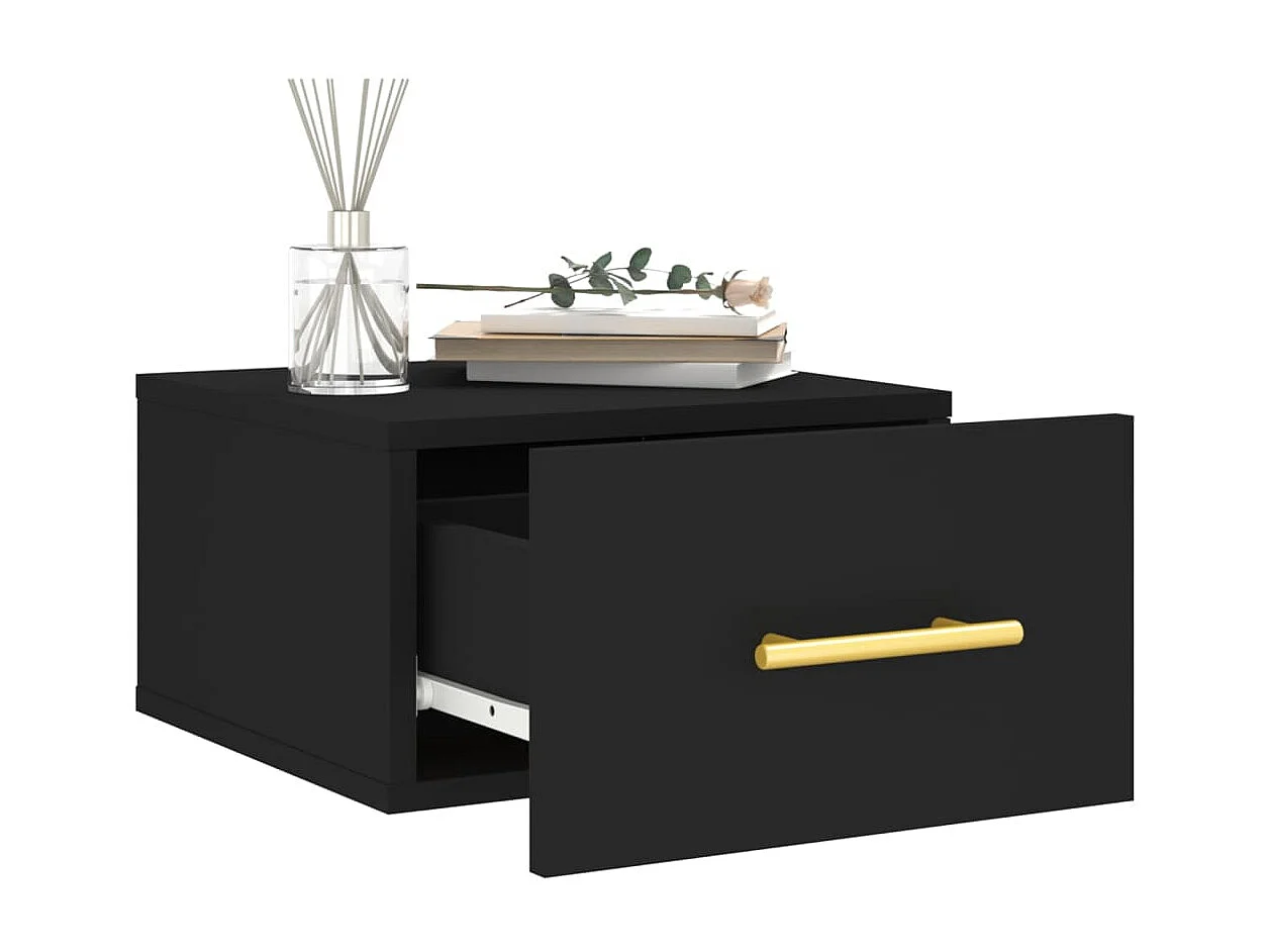 Table de chevet murale noir 35x35x20 cm QPD59970