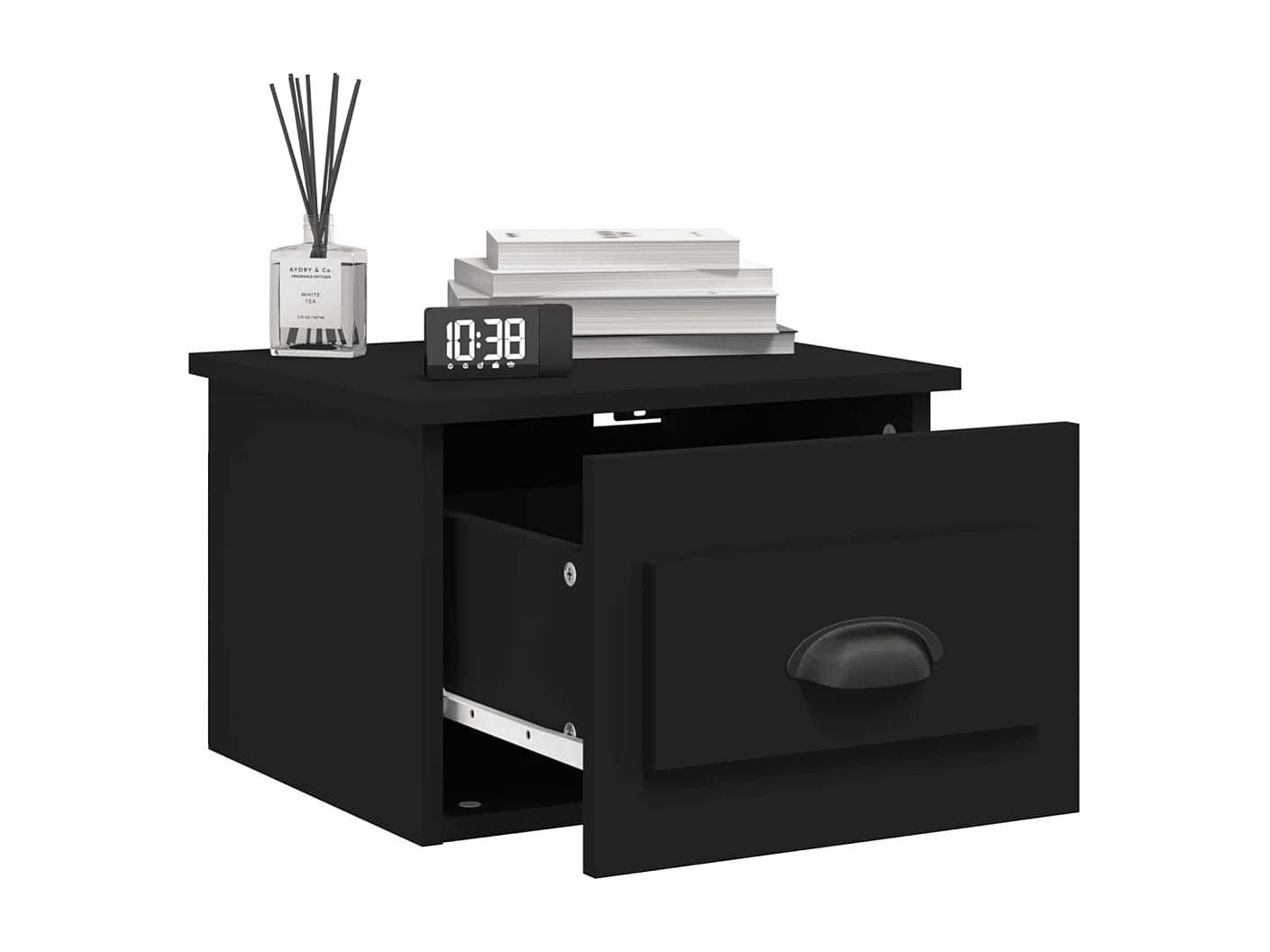 Mesita de noche de pared negro 41,5x36x28 cm ES86837