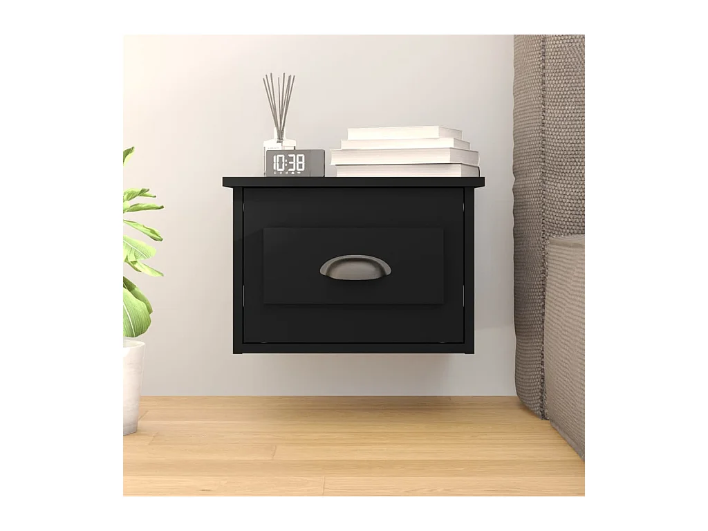 Table de chevet murale noir 41,5x36x28 cm KEFWE28482