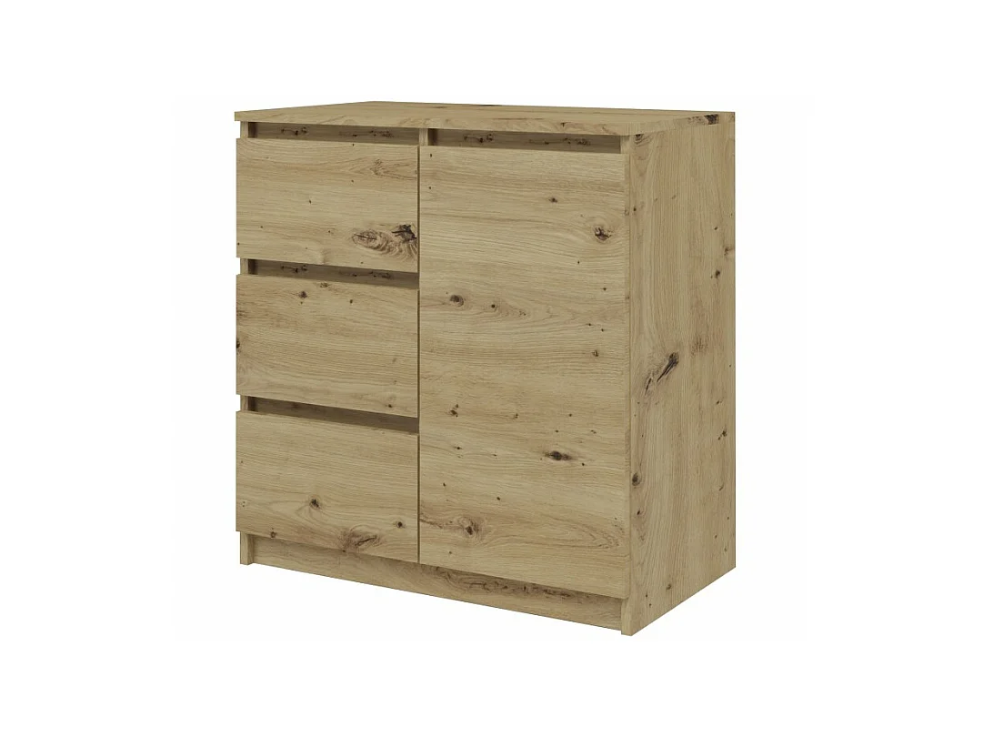 DUNJA - Buffet 1 porte 3 tiroirs - Dimensions 80x40x75 cm - Rangement séjour - Style moderne