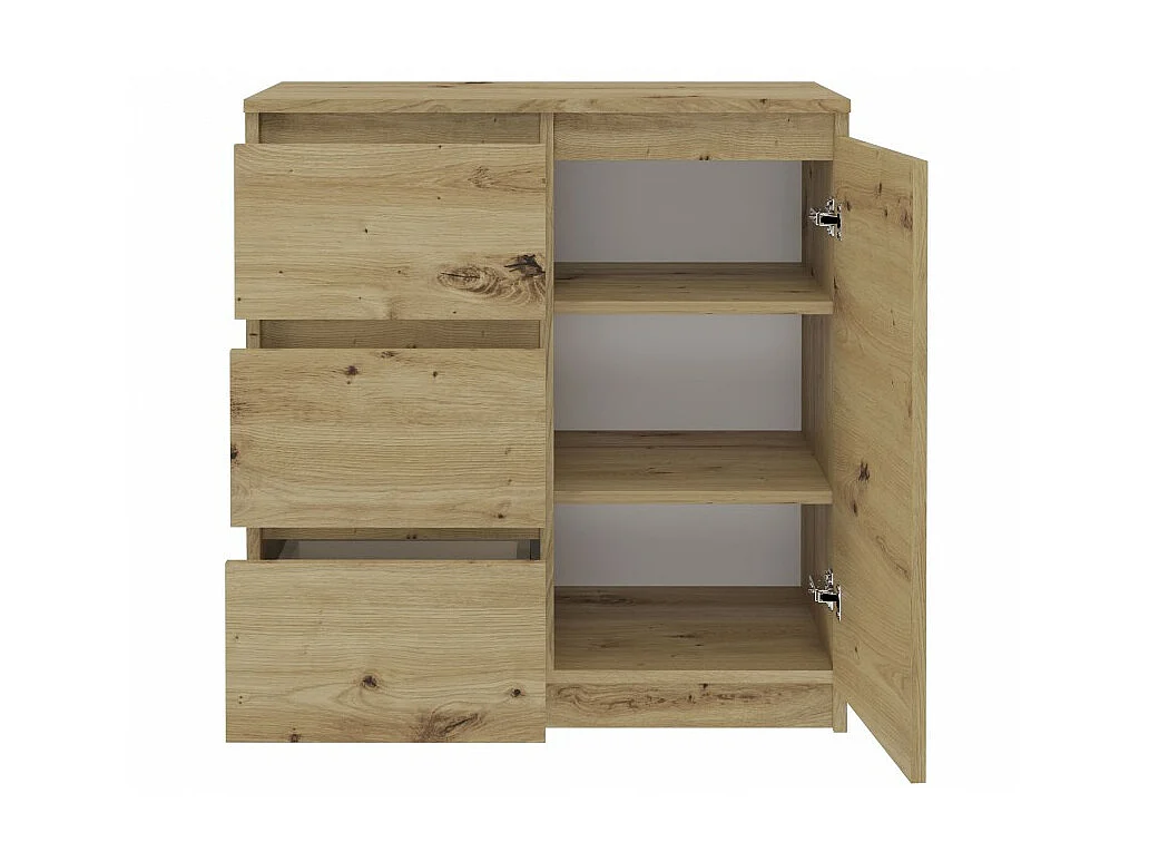 DUNJA - Buffet 1 porte 3 tiroirs - Dimensions 80x40x75 cm - Rangement séjour - Style moderne
