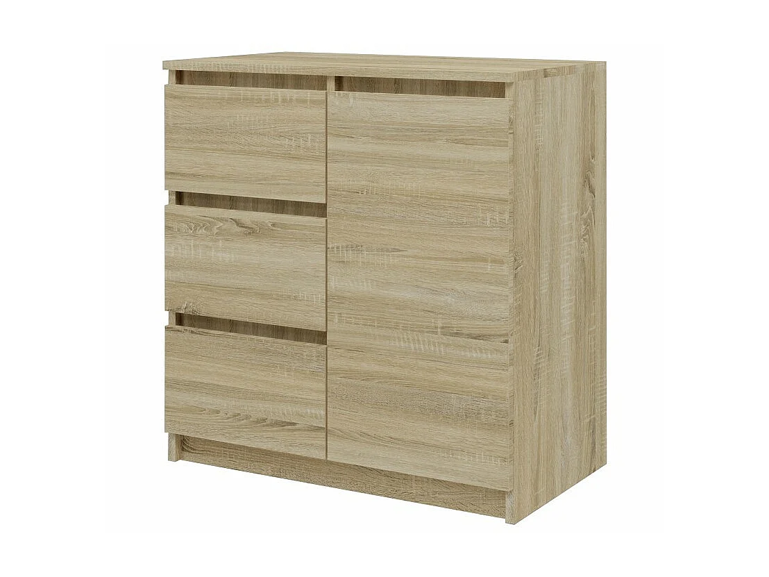 DUNJA - Buffet 1 porte 3 tiroirs - Dimensions 80x40x75 cm - Rangement séjour - Style moderne