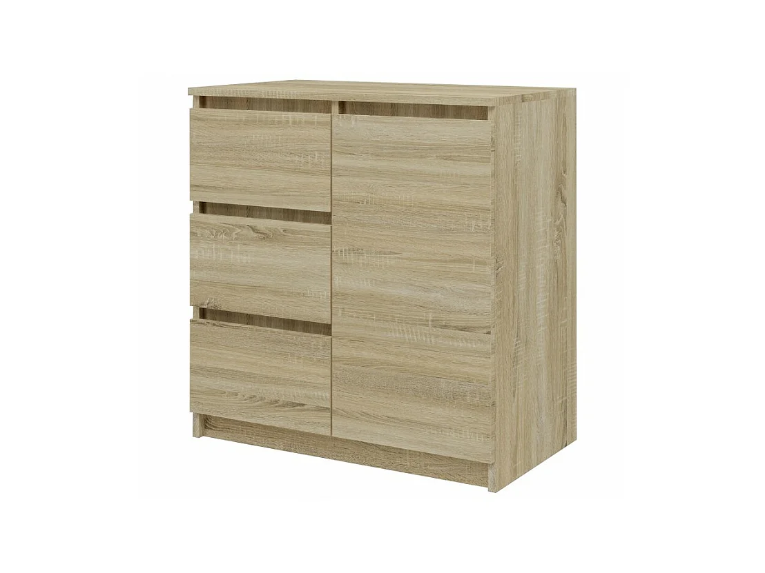 DUNJA - Buffet 1 porte 3 tiroirs - Dimensions 80x40x75 cm - Rangement séjour - Style moderne