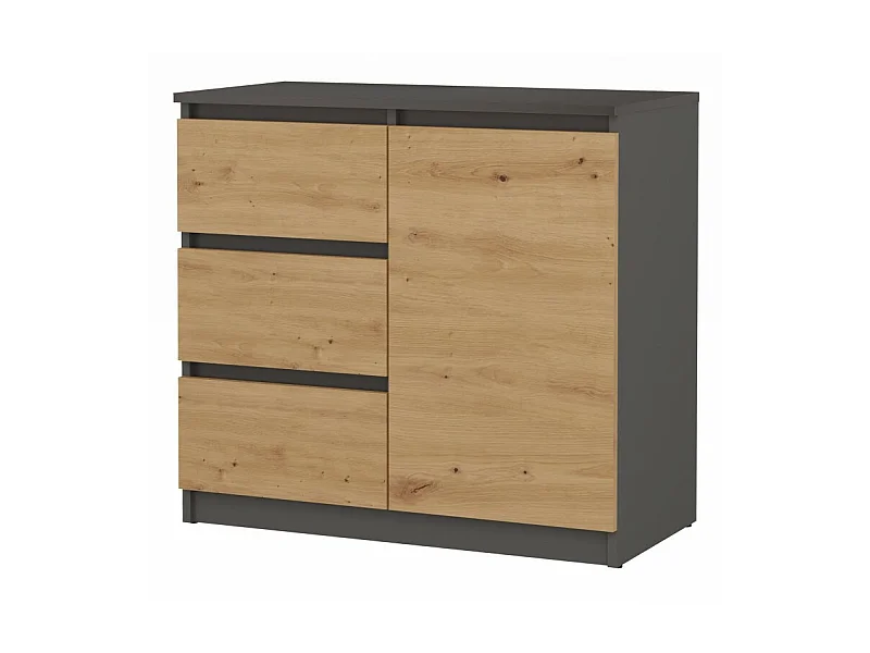 DUNJA - Sideboard 1 Tür 3 Schubladen - Abmessungen 80x40x75 cm - Aufbewahrung Wohnzimmer - Modern Style