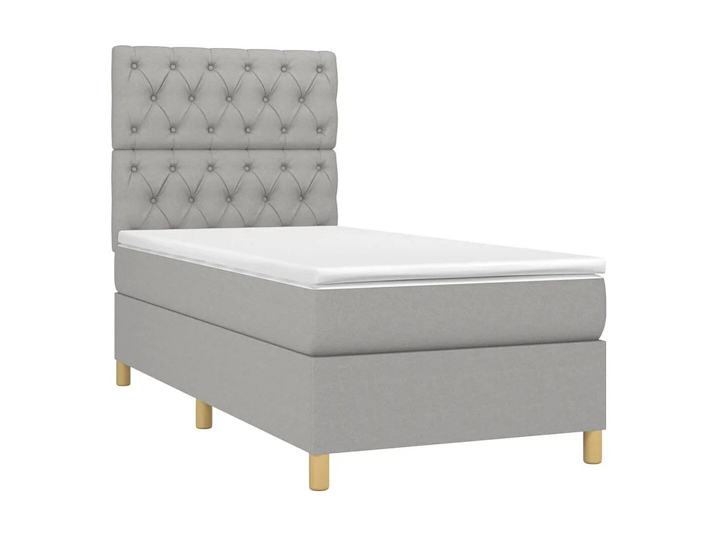 Cama continental com molas+ colchão 80x200 cm tecido cinza-claro PT312747