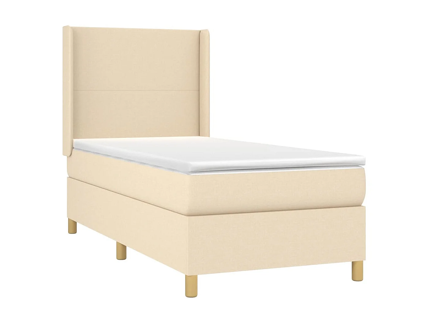 Cama continental c/ colchão e LED 90x200 cm tecido cor creme PT190336