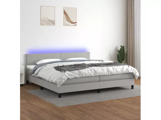 Kauf Unique LED-Boxspringbett mit Matratze,Bett für Schlafzimmer Hellgrau 200x200 cm Stoff -CFW34257