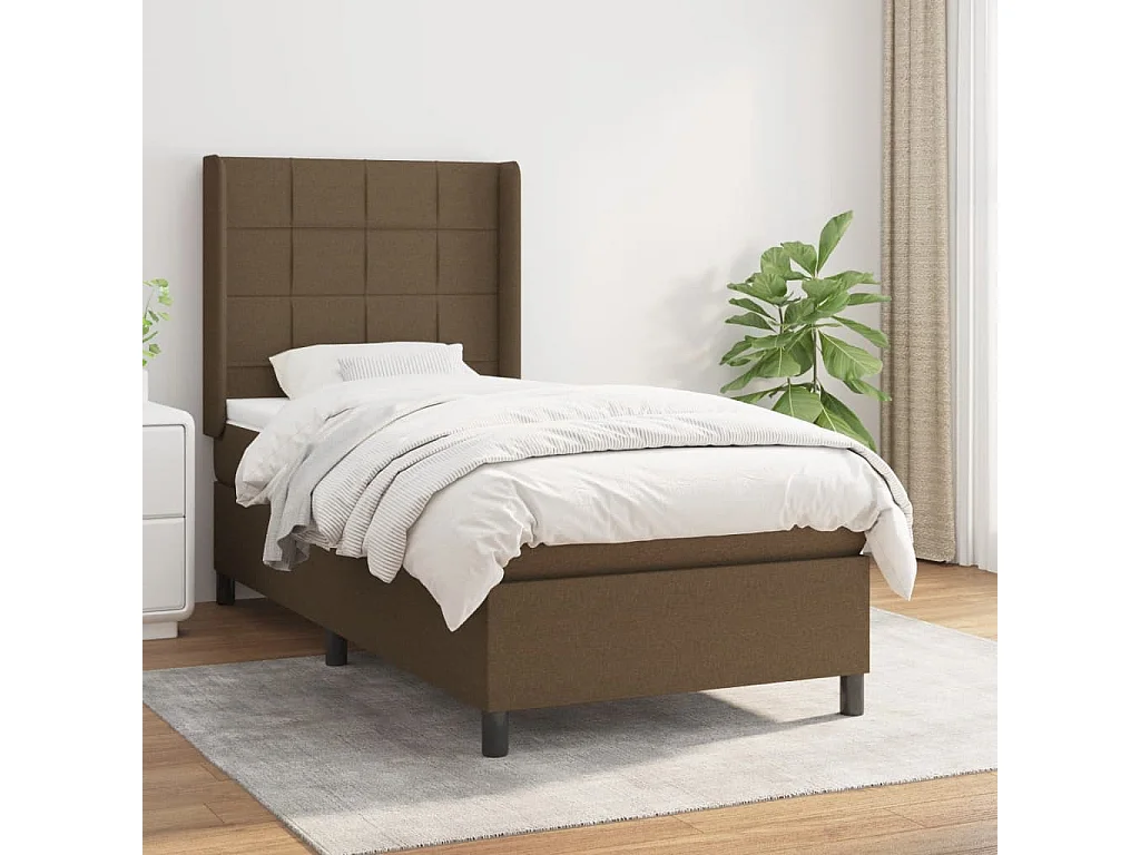 Boxspringbett mit Matratze,Bett für Schlafzimmer Dunkelbraun 90x200 cm Stoff -CFW25346