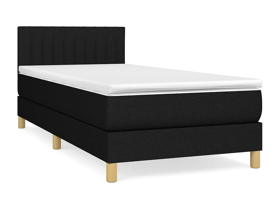 Ensemble complet boxspring - 90x190 cm + sommier tapissier + matelas Noir Tissu SRGW12386