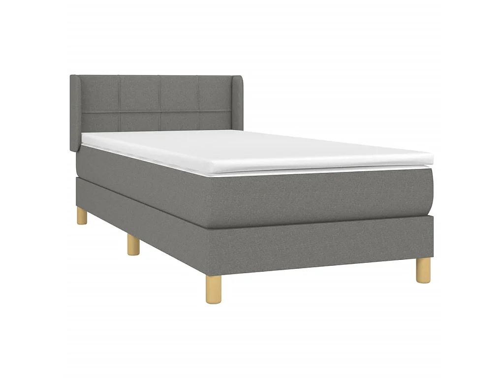 Cama continental com molas+ colchão 100x200 cm tecido cinza-escuro PT596417