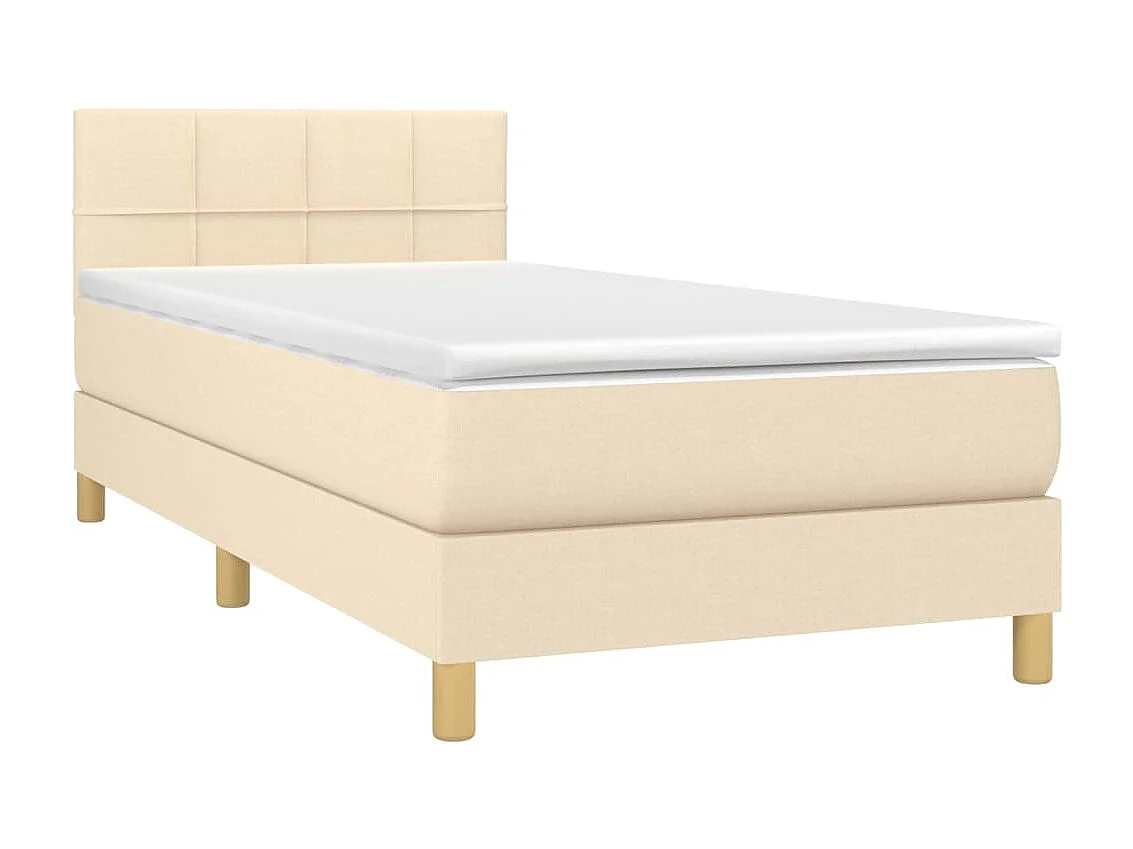Ensemble complet boxspring - 100x200 cm + sommier tapissier + matelas Crème Tissu SRGW78261