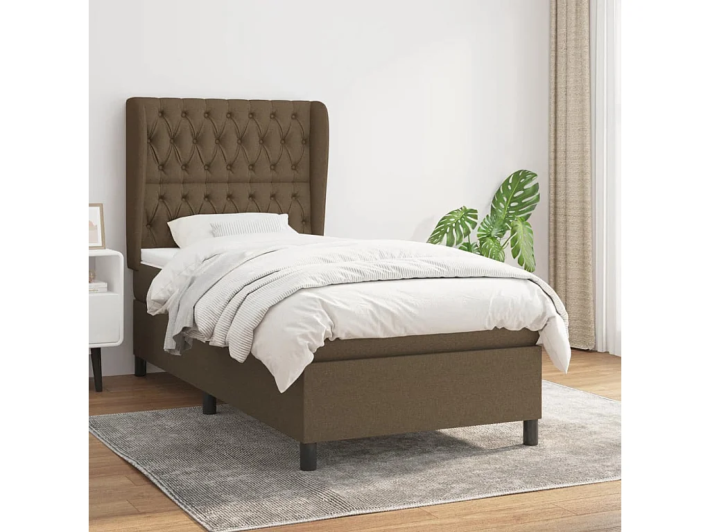 Boxspringbett mit Matratze,Bett für Schlafzimmer Dunkelbraun 90x200 cm Stoff -CFW25632