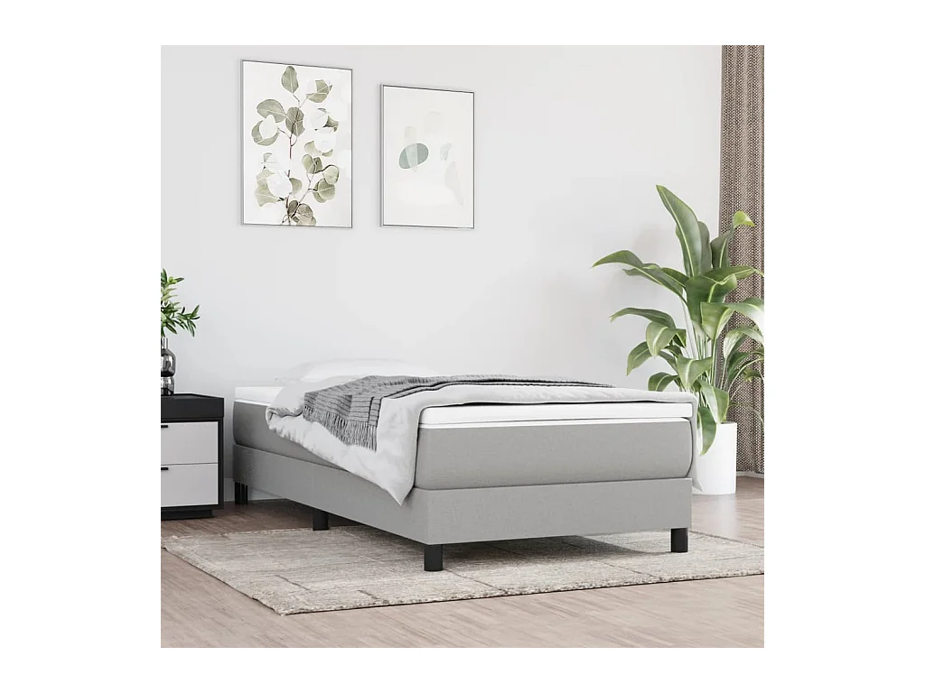 Ensemble complet boxspring - 90x200 cm + sommier tapissier + matelas Gris clair Tissu SRGW73536