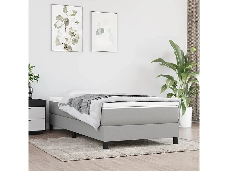 Ensemble complet boxspring - 90x200 cm + sommier tapissier + matelas Gris clair Tissu SRGW73536
