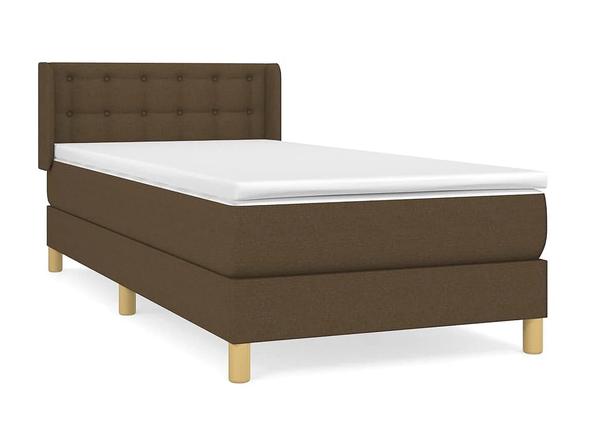 Cama continental com molas+ colchão 90x200 cm tecido castanho-escuro PT147614