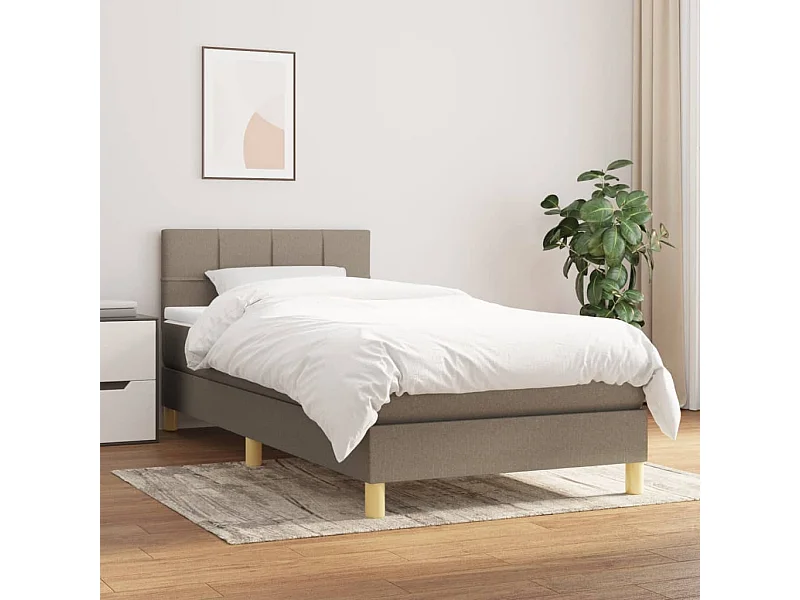 Ensemble complet boxspring - 90x200 cm + sommier tapissier + matelas Taupe Tissu SRGW44467