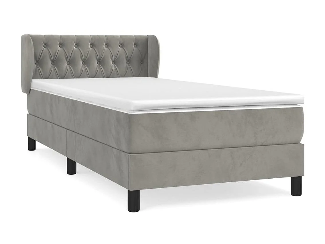 Boxspringbett mit Matratze,Bett für Schlafzimmer Hellgrau 100x200 cm Samt -CFW55896