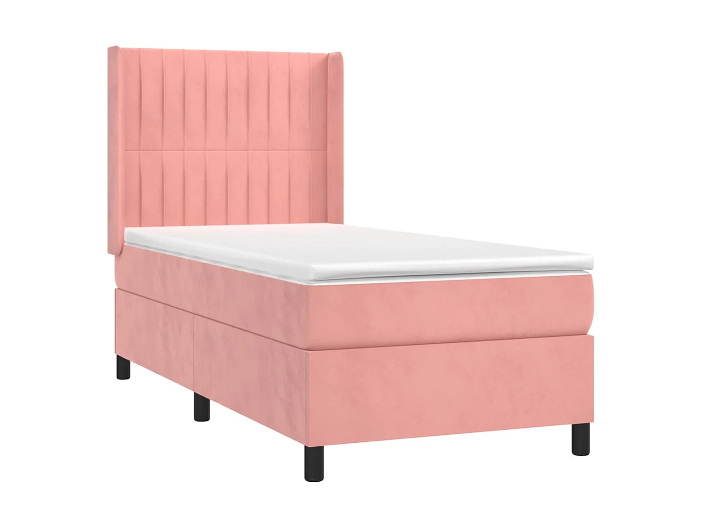 Cama box spring c/ colchão/LED 90x190 cm veludo rosa PT128111
