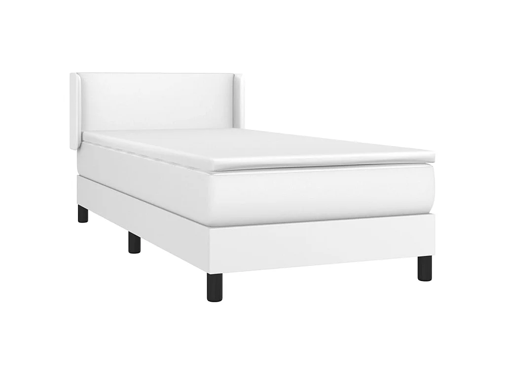 Ensemble complet boxspring - 90x200 cm + sommier tapissier + matelas Blanc Similicuir SRGW58309