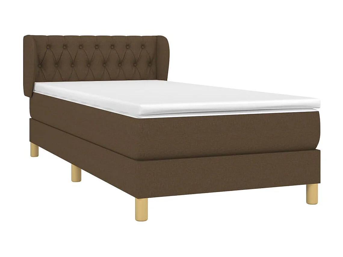 Conjunto Boxspring - 90x200 cm + Somieres + colchón tela marrón oscuro ES41243