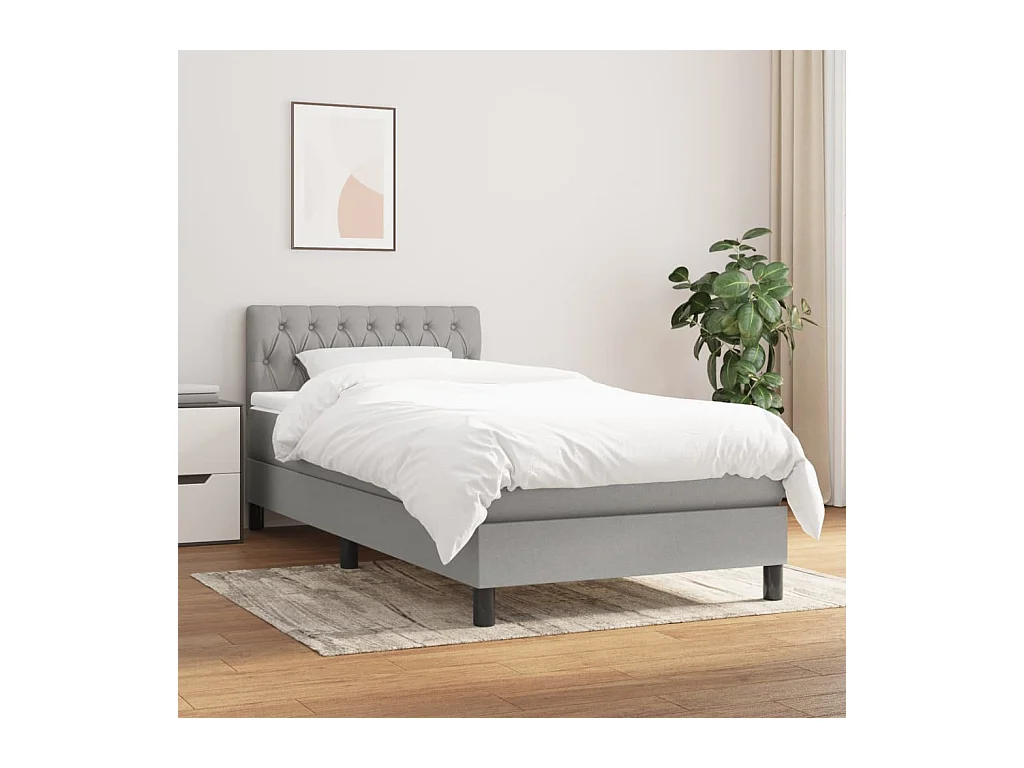 Boxspring met matras stof lichtgrijs 90x200 cm NL11199