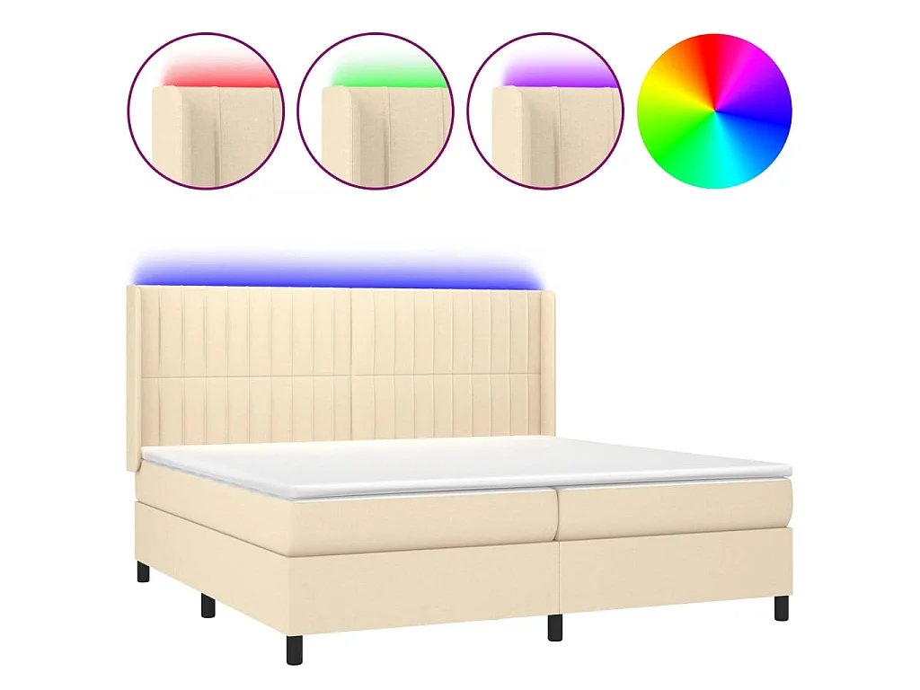 LED-Boxspringbett mit Matratze,Bett für Schlafzimmer Creme 200x200 cm Stoff -CFW61091