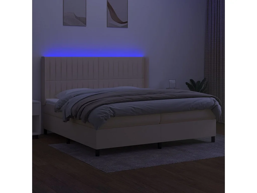 LED-Boxspringbett mit Matratze,Bett für Schlafzimmer Creme 200x200 cm Stoff -CFW61091