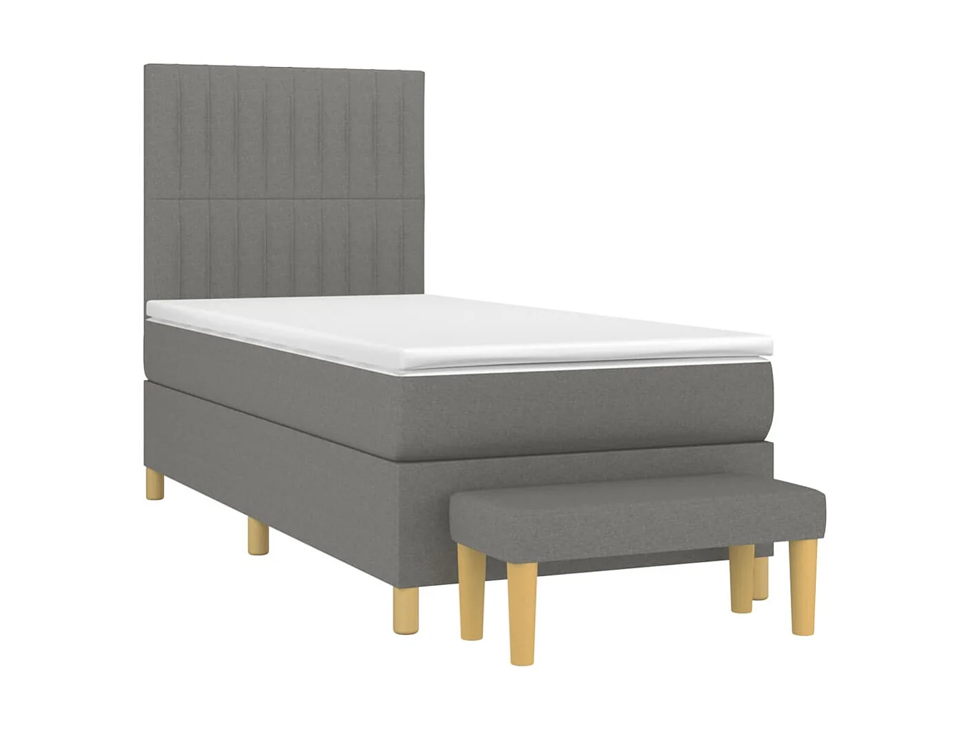 Cama continental com molas+ colchão 90x190 cm tecido cinza-escuro PT444558
