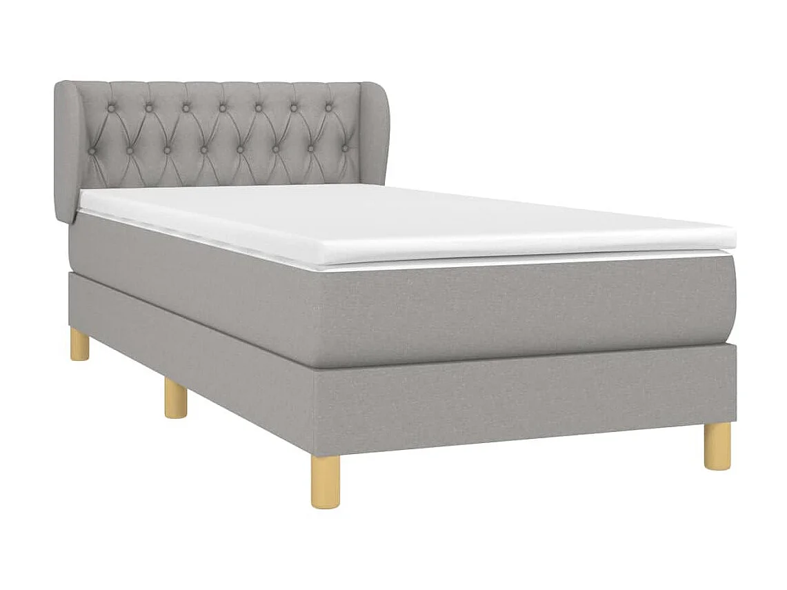 Cama continental com molas+ colchão 90x200 cm tecido cinza-claro PT159999