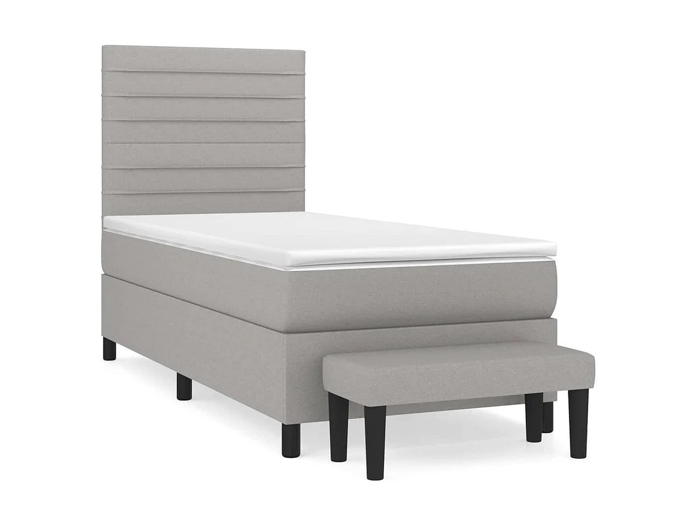 Cama continental com molas+ colchão 80x200 cm tecido cinza-claro PT795177