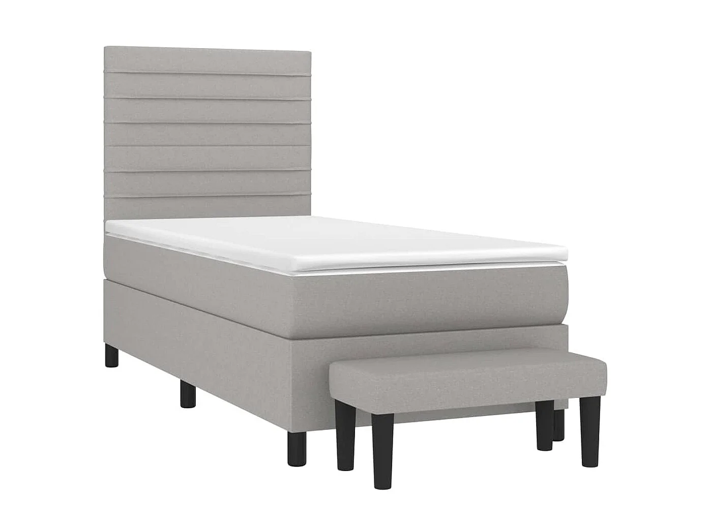 Cama continental com molas+ colchão 80x200 cm tecido cinza-claro PT795177