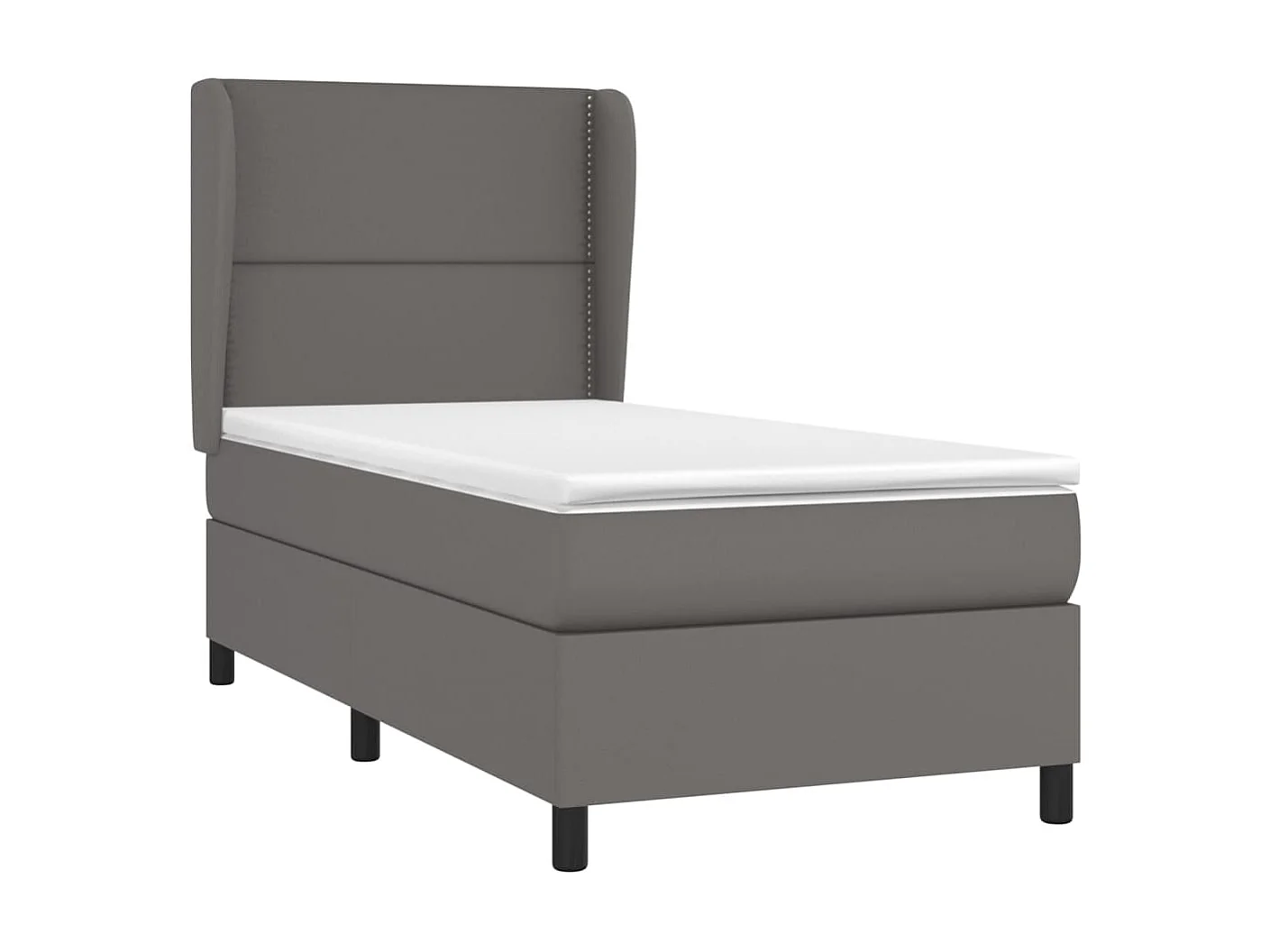 Cama continental com molas+ colchão 90x190 cm couro artificial cinzento PT562849