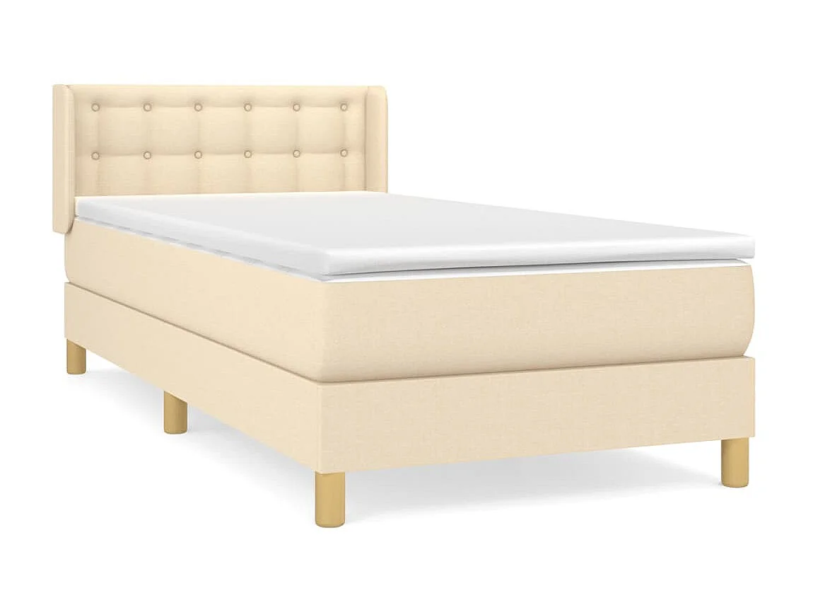 Boxspringbett mit Matratze,Bett für Schlafzimmer Creme 90x200 cm Stoff -CFW23735