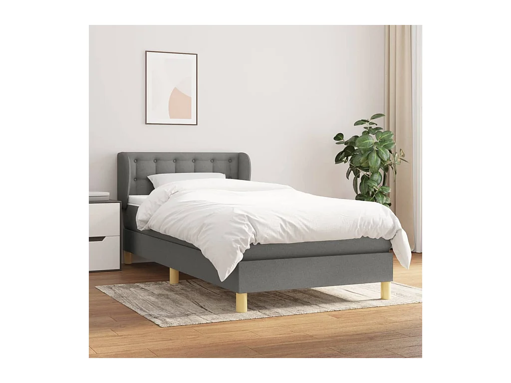 Conjunto Boxspring - 90x200 cm + Somieres + colchón tela gris oscuro ES37318